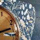 Vintage formica clock silent wall clock "Jura Flowers"