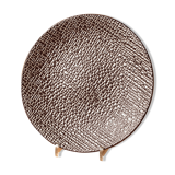 Round dish contemporary sandstone mosaic brown white vintage 1980