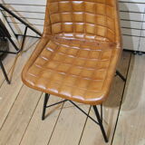 4 camel-coloured leather seating chairs