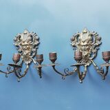 Pair of bronze candle holders