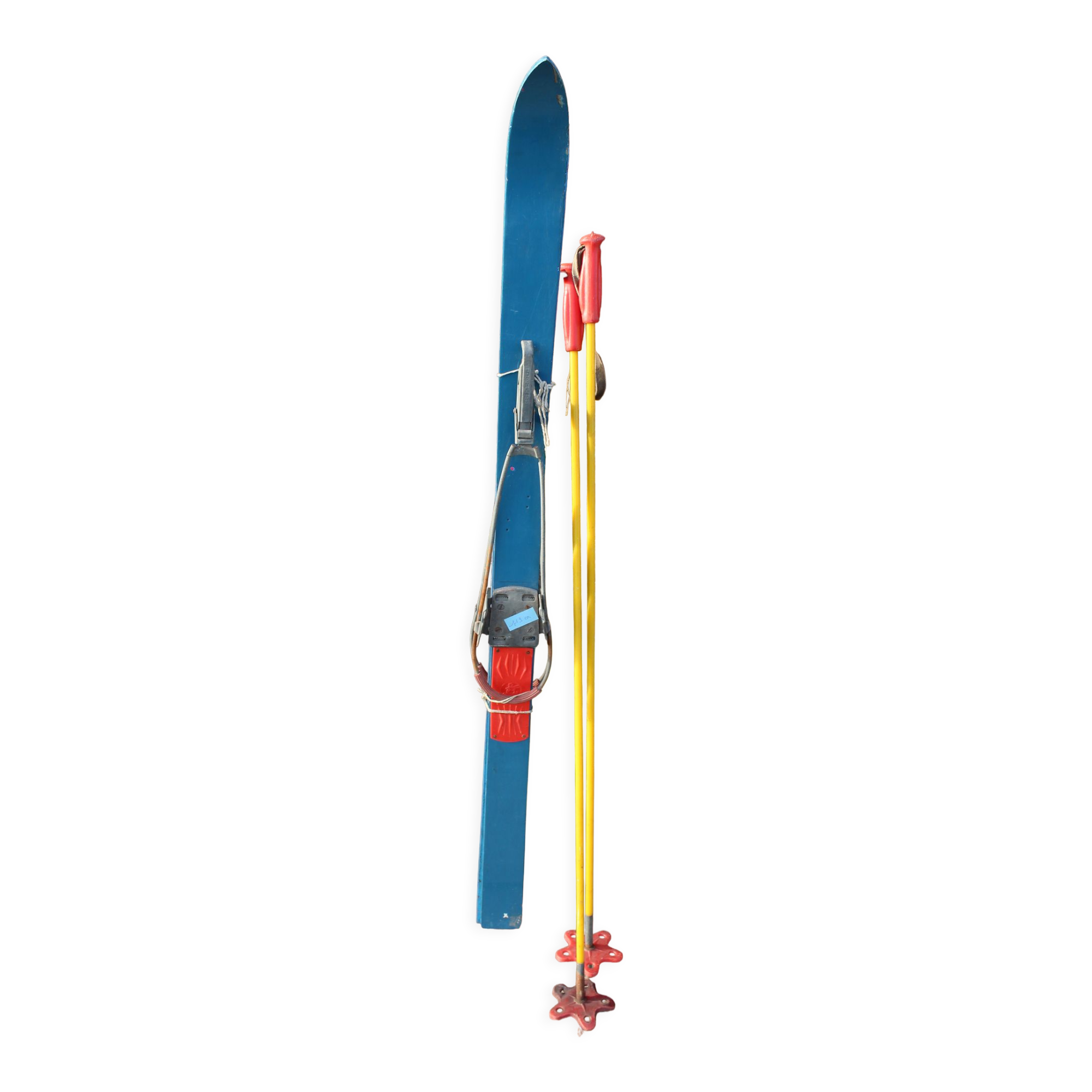 Retro pair of ski's child in blue wood 119 cm