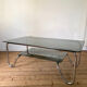 Tubular frame smoked glass coffee table 1970 vintage