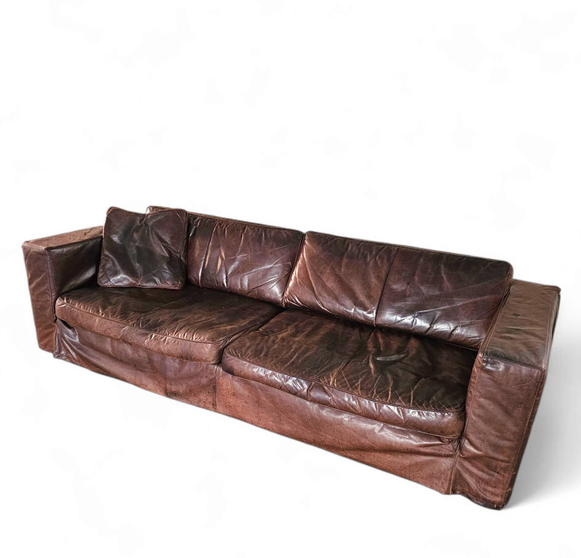Massive / loose cover / brown leather / lounge sofa / 1970s/