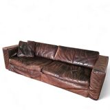 Massive / loose cover / brown leather / lounge sofa / 1970s/