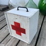 Red cross wooden pharmacy box