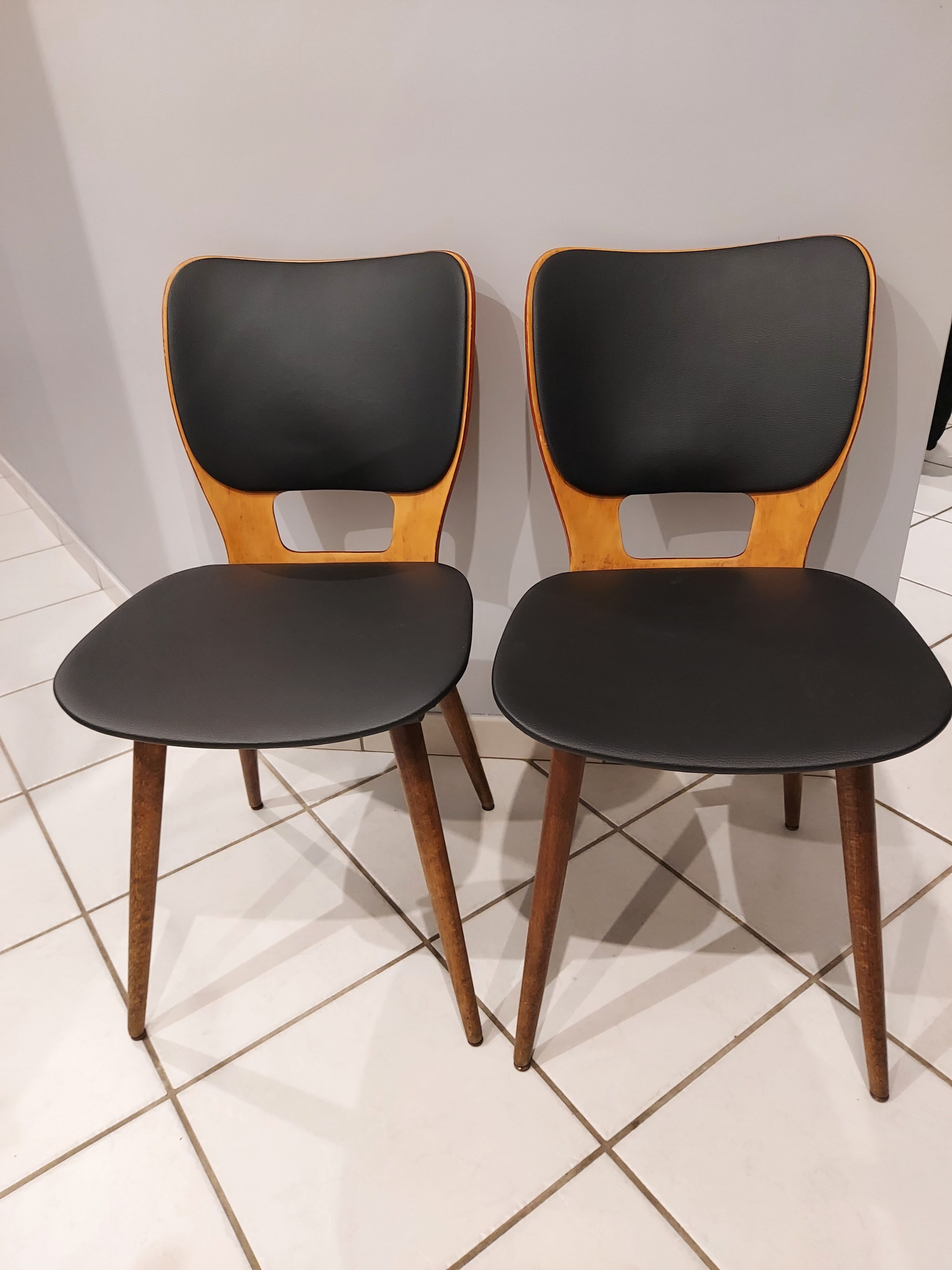 Pair of Bistrot Baumann chairs for Max bill vintage 1960