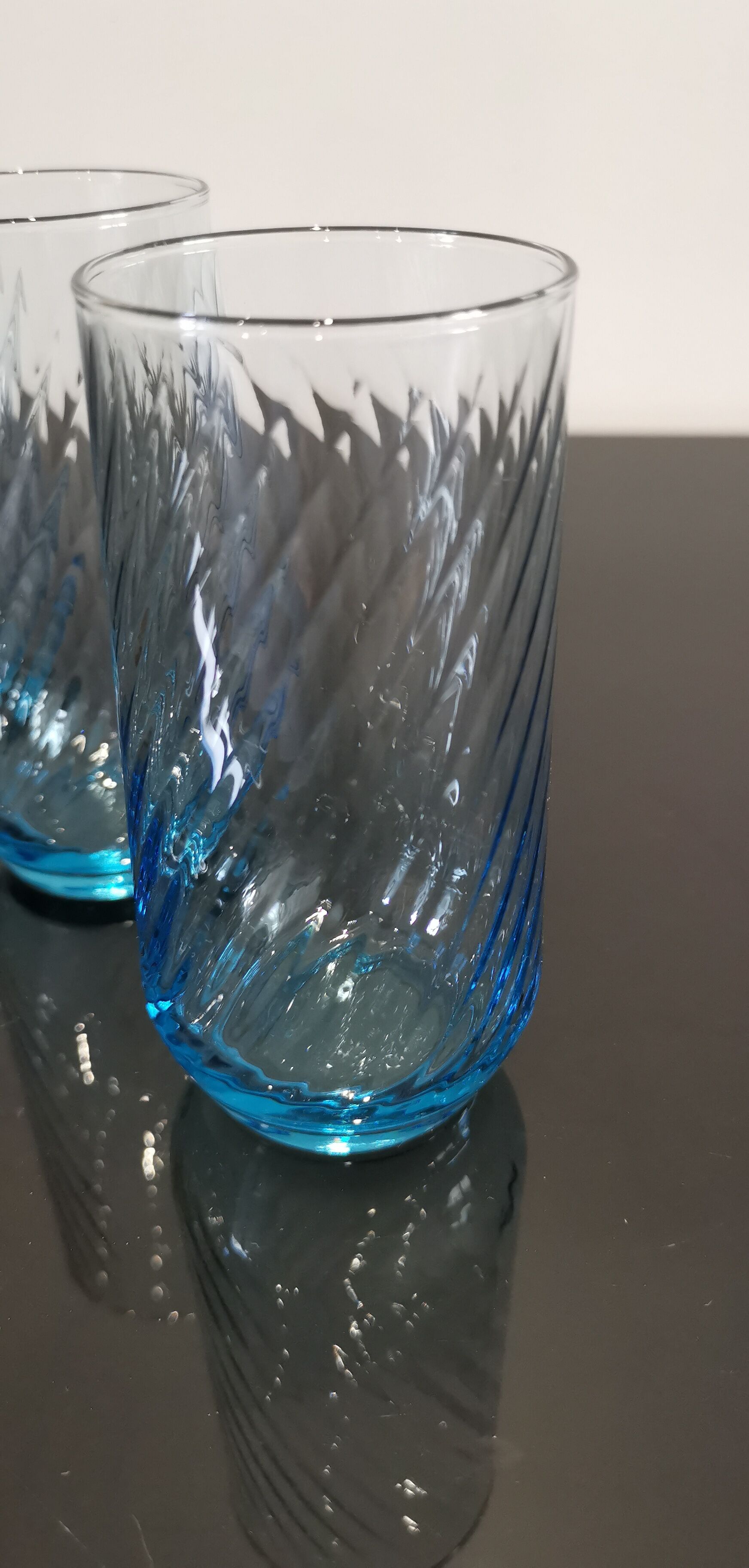 4 blue tourbillon water/orangeade glasses