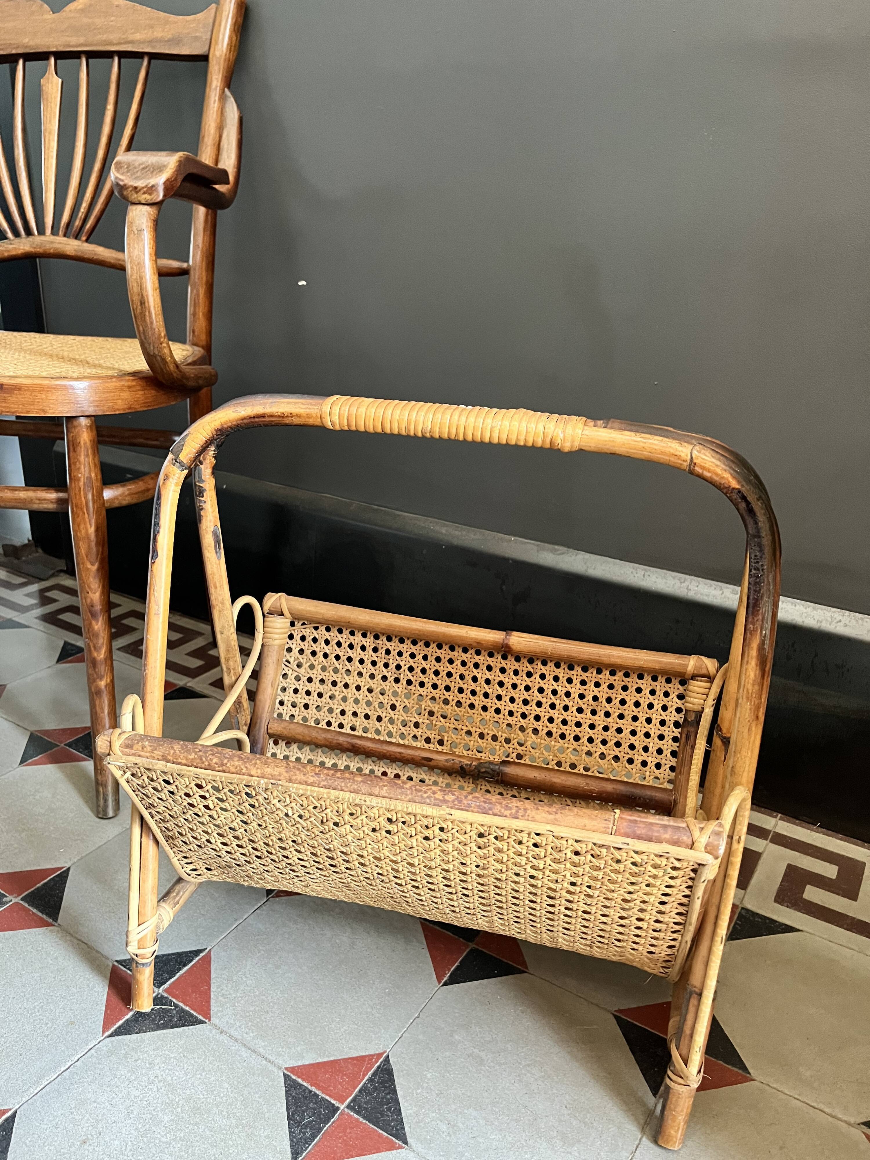 Rattan and canning magazine holders