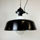 Industrial black enamel lamp with glass cover, 1950s