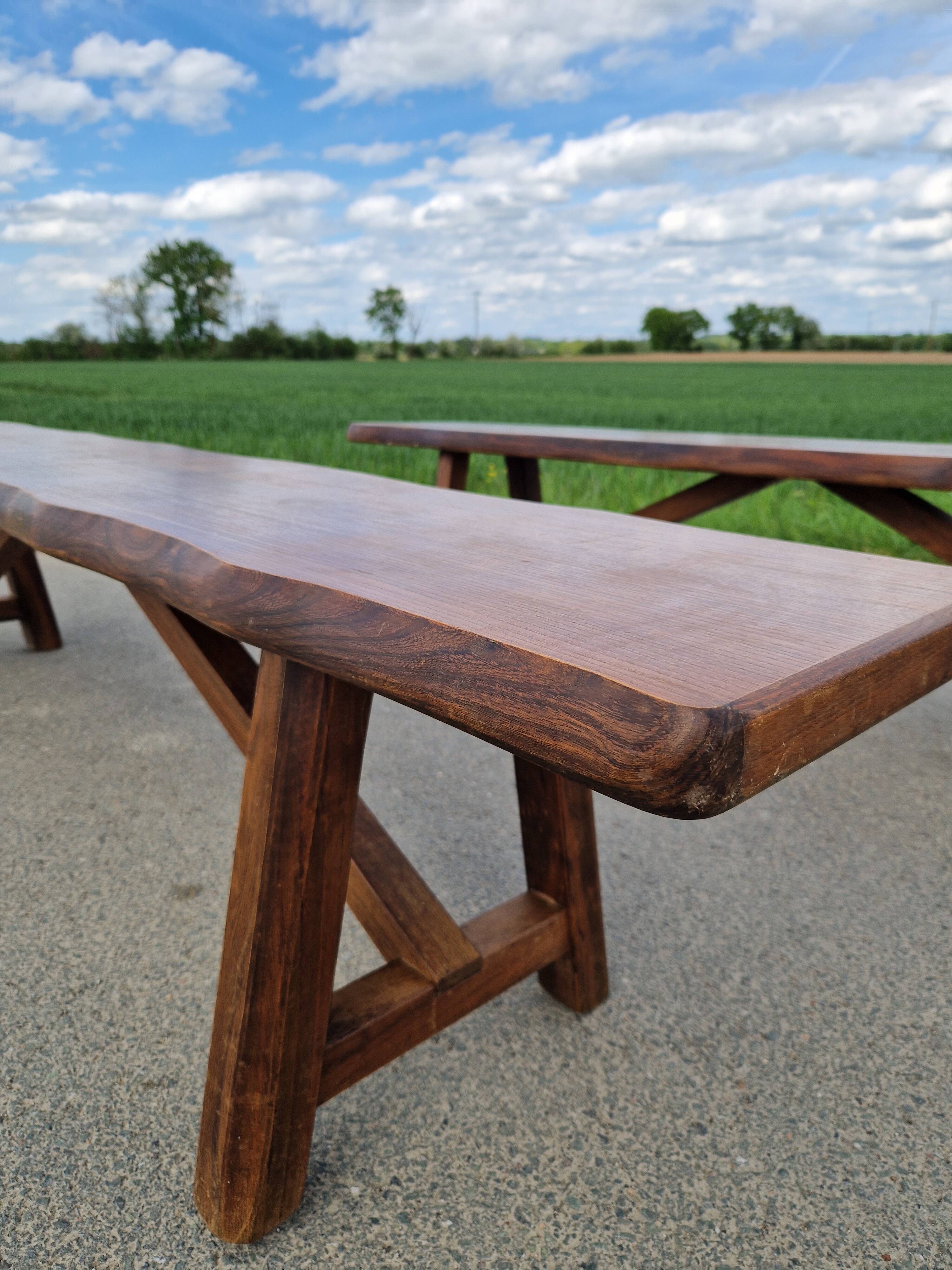 Lot de 2 bancs en orme massif par Aranjou