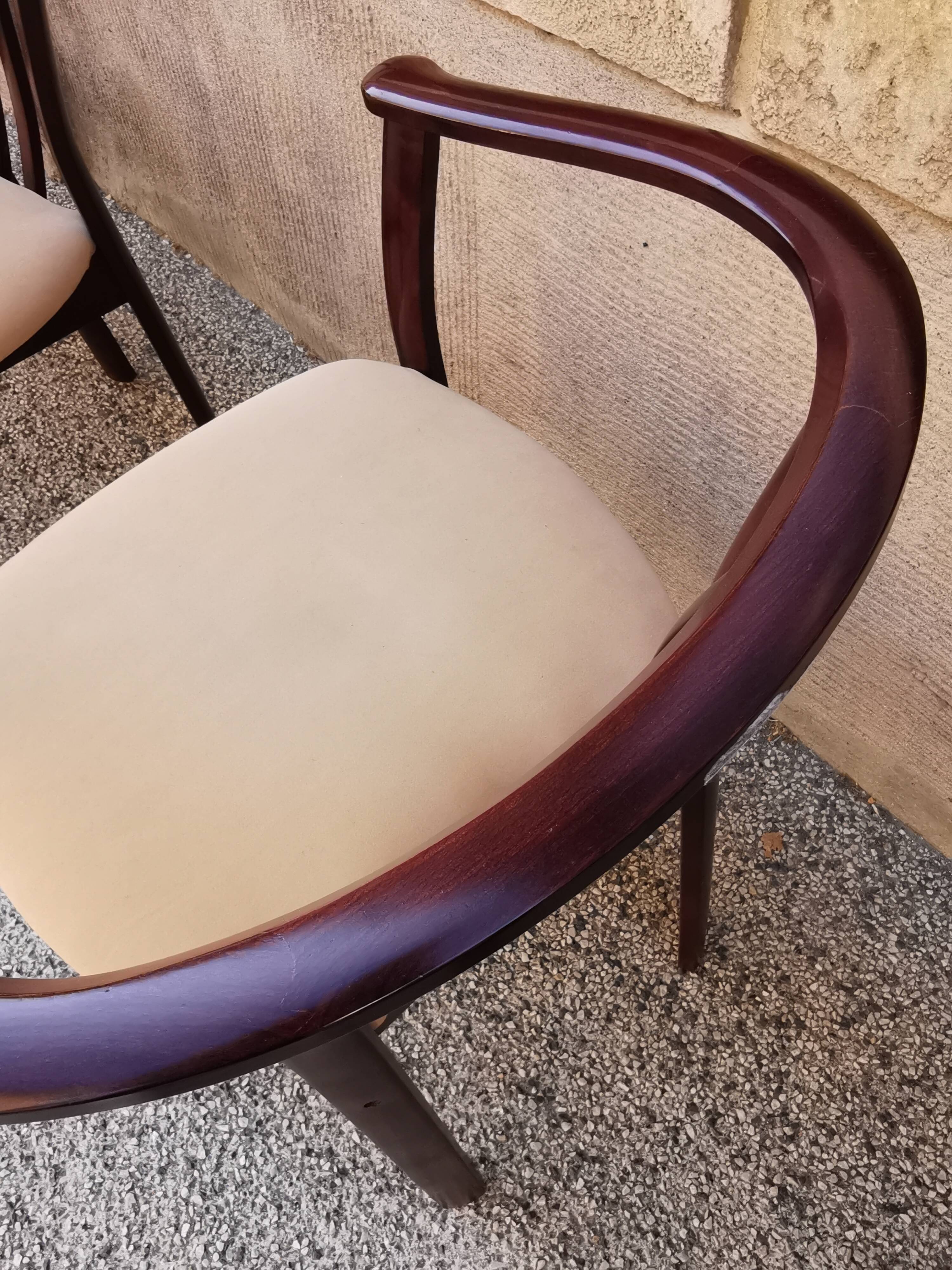 Suite de 4 fauteuils bois vintage années 80