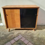 Vintage melamine wood sideboard, year 50, compass feet