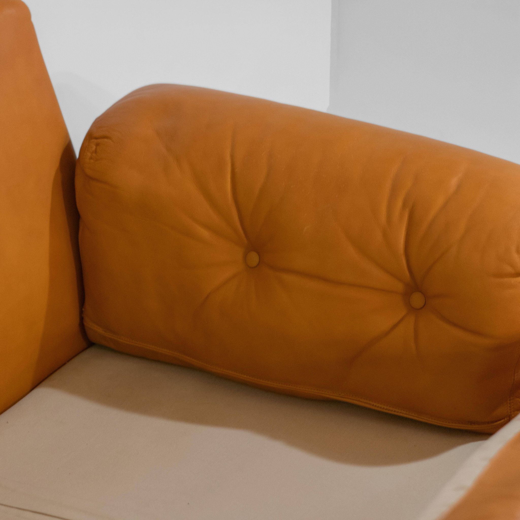 Vintage Coronado Brown Leather Large Sofa by Tobia Scarpa for C&B Italia