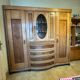 Art Deco Wooden Cabinet with Oval Glass Window and Drawers, 1930s