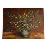 Oil on canvas by M. Bouny 20th century still life with flowers