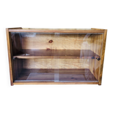 Vintage wall shelf with plexiglass sliding doors