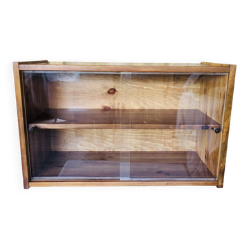 Vintage wall shelf with plexiglass sliding doors