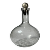 vintage cracked glass carafe with metal stopper
