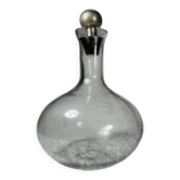 carafe vintage en verre craquelé avec bouchon métal