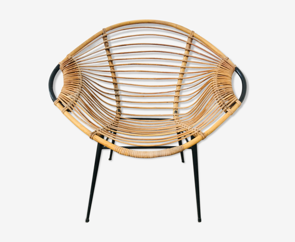 Lemon rattan armchair