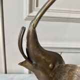 Wooden elephant and brass