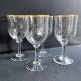 4 Verres à eau Daum putoisés or