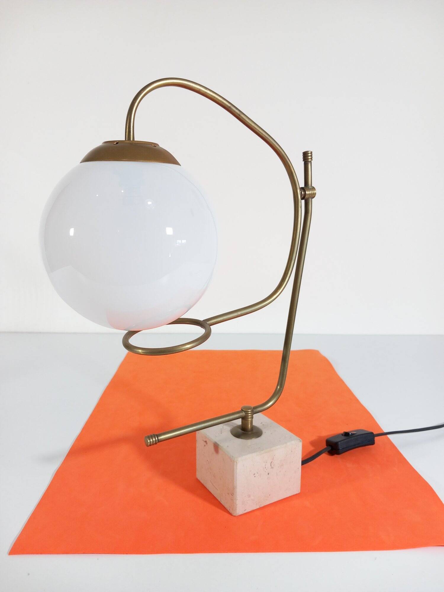 Large Vintage Table Lamp • Marble Base • Brass • 1970-1980