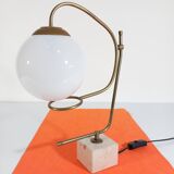 Large Vintage Table Lamp • Marble Base • Brass • 1970-1980