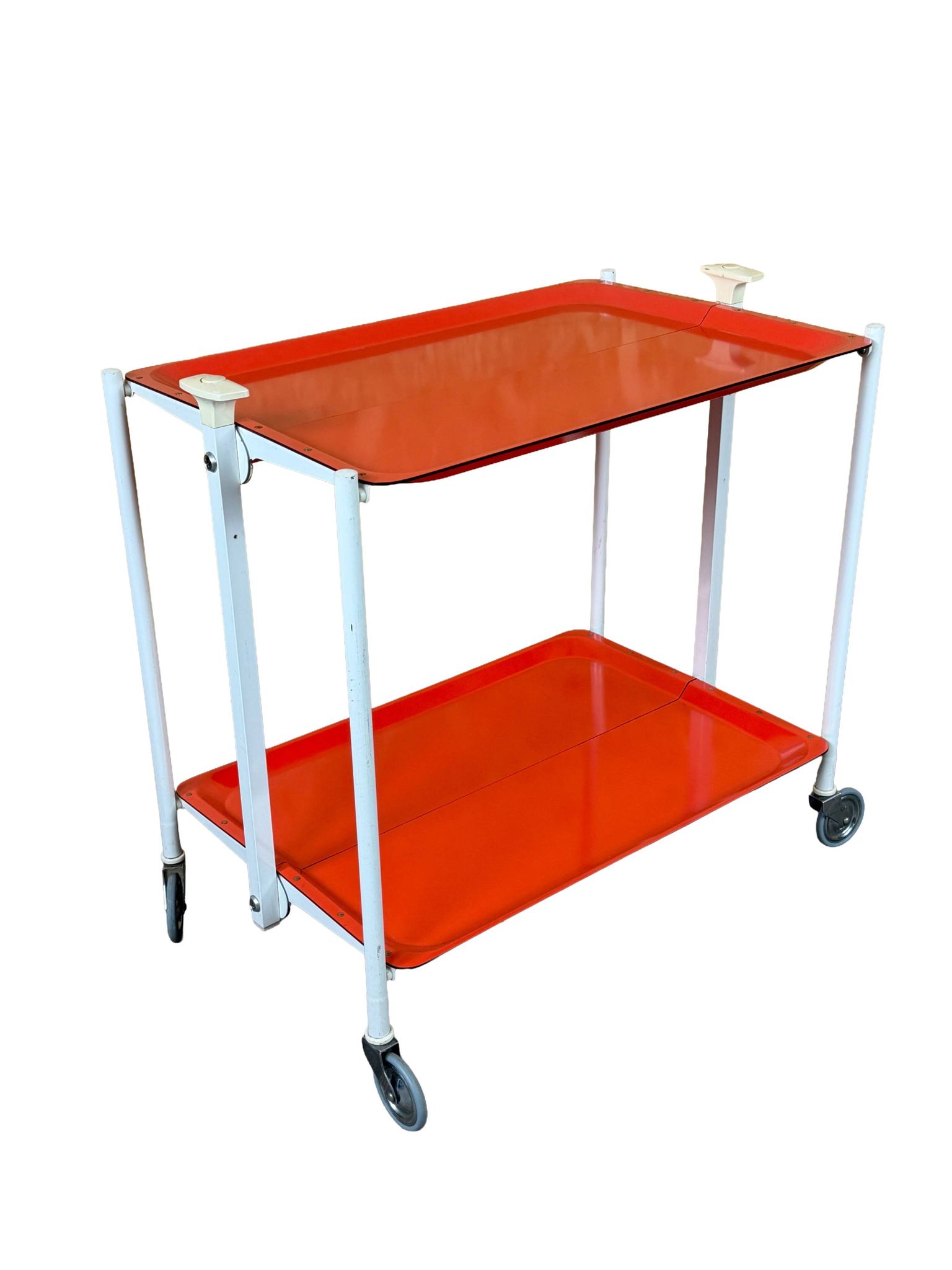 1960s 1970s Serving Cart Dinette Side Table Orange Space Age Design