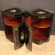 Pair of lacquered and painted French corner cabinets