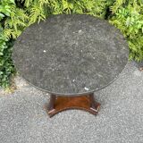 Empire style pedestal table with gooseneck, marble top.