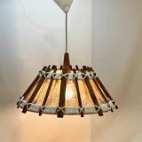 Suspension ceiling light scandinavian chandelier aka wood rope west germany rustic countryside