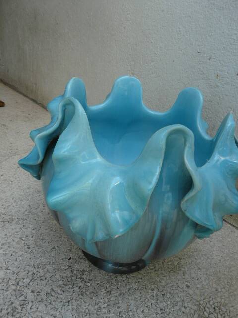 Ceramic cachepot vase by delfin massier circa 1890