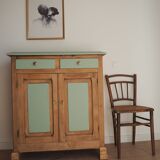 Restored Parisian Buffet – Wood & Sage-Colored Paint