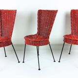 3 rattan and metal chairs 1950