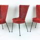 3 chaises en rotin et métal 1950