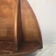 Wall shelf wooden seaside scene engraved