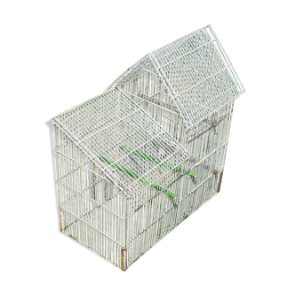 Cage à oiseaux ancienne en forme de maison