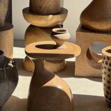 Stool, side table, end table in solid suar wood, spheres H50 D39.