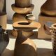 Stool, side table, end table in solid suar wood spheres H50 D39