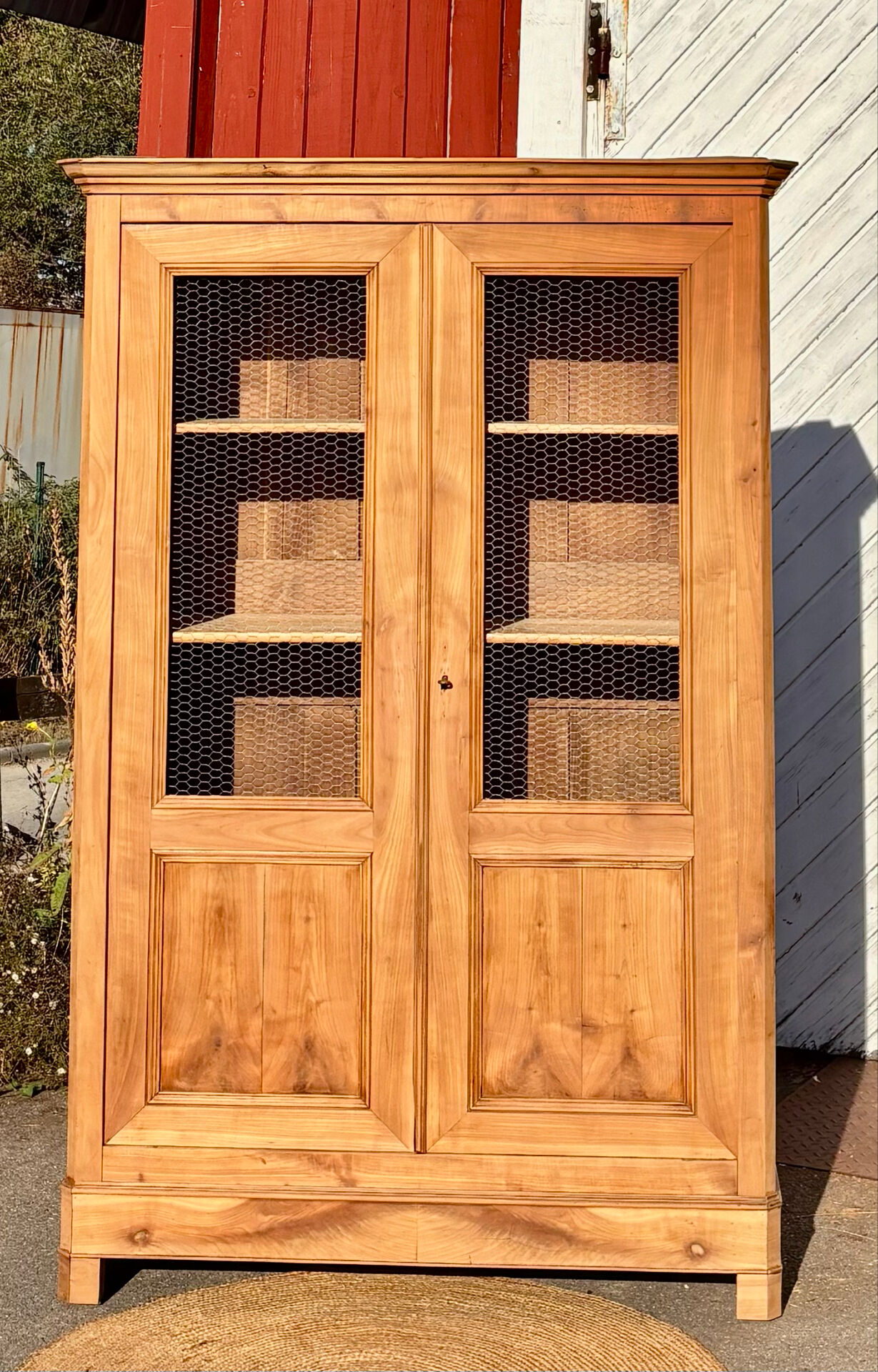 Antique Parisian wardrobe: solid wood dresser bookcase