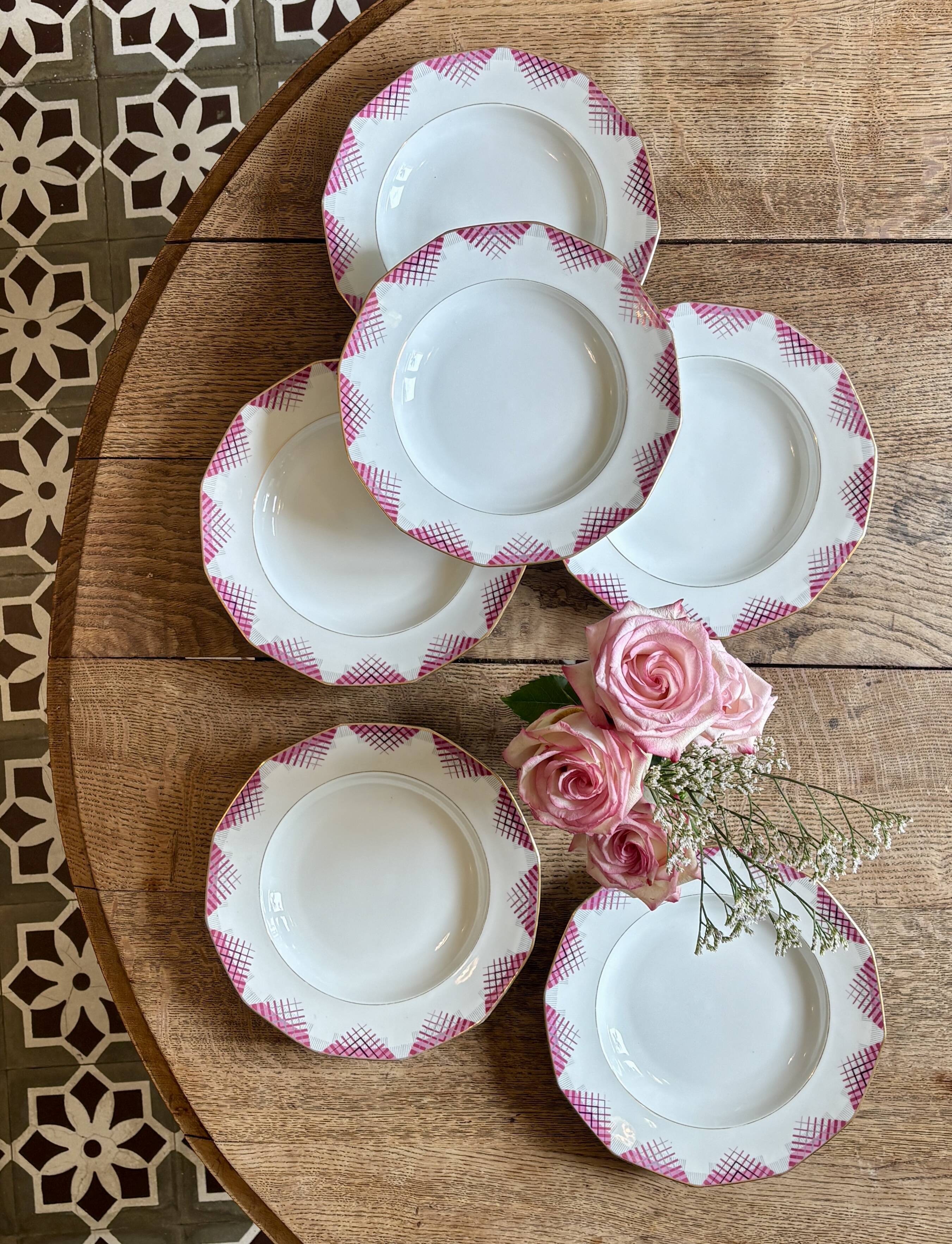Set of 6 vintage porcelain deep plates