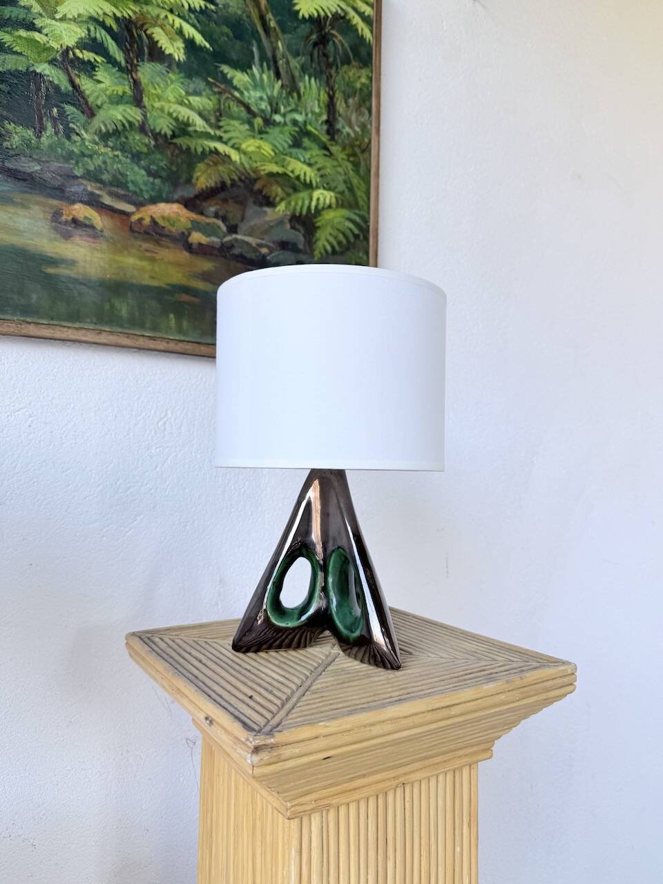 Paire de lampes céramiques forme libre triangle