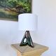 Pair of ceramic lamps in free-form triangle shape