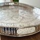 Oval silver-plated metal serving dish