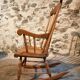 Vintage French Beech Rocking Chair – Mid-20th Century Windsor Style
