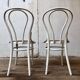 Pair of 2 bistro chairs in white bentwood and canework Jacob Josef Kohn