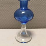 Vase with trumpet-shaped foot, in translucent and blue glass, model Lagune, 1974.