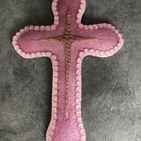 Religious wall cross in artistic enamel on silver signed P.BONNET, Limoges