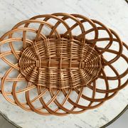 large oval rattan basket vintage 60s-70s